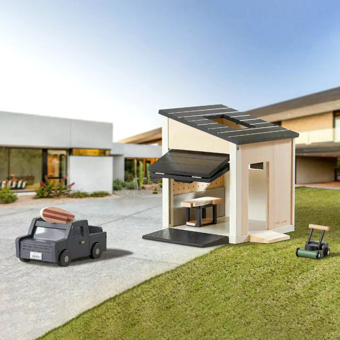 Take Dollhouse Play to the Next Level with the Wooden Garage - Tiny Land INC