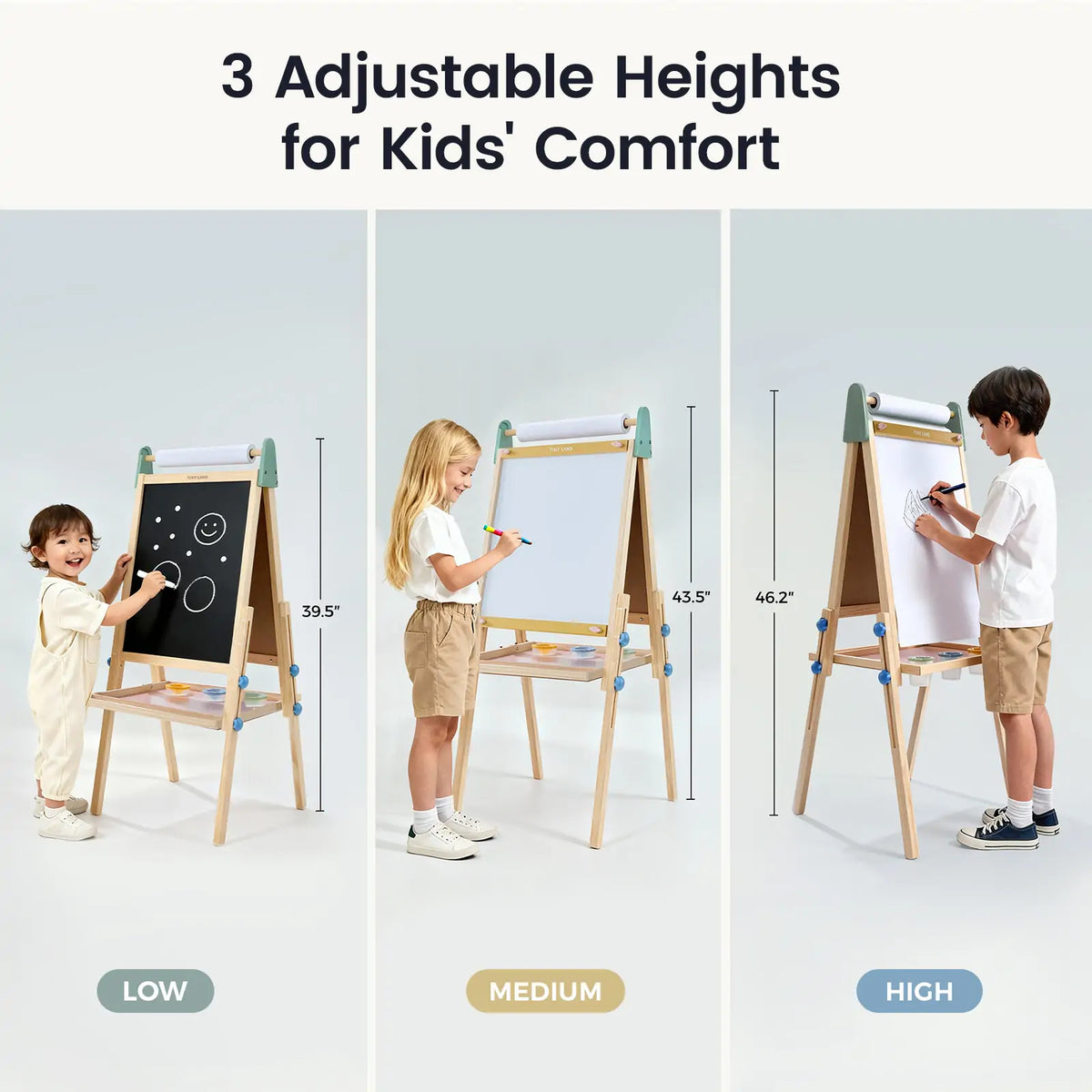 Tiny Land® 3-in-1 Art Easel for Kids & Paper Roll Set