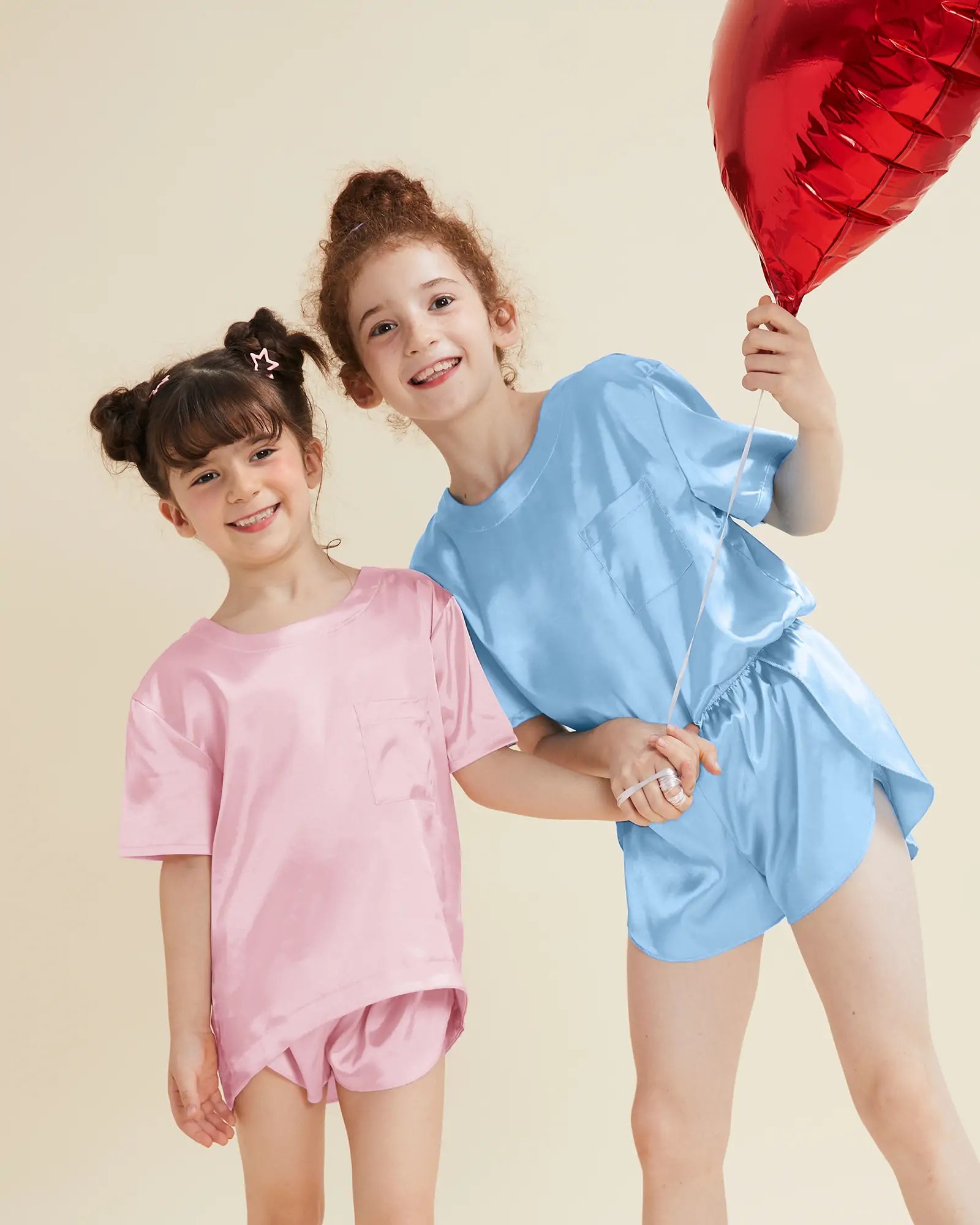 Girls Pajama Sets Short Pants - Blush Pink - Tiny Land INC