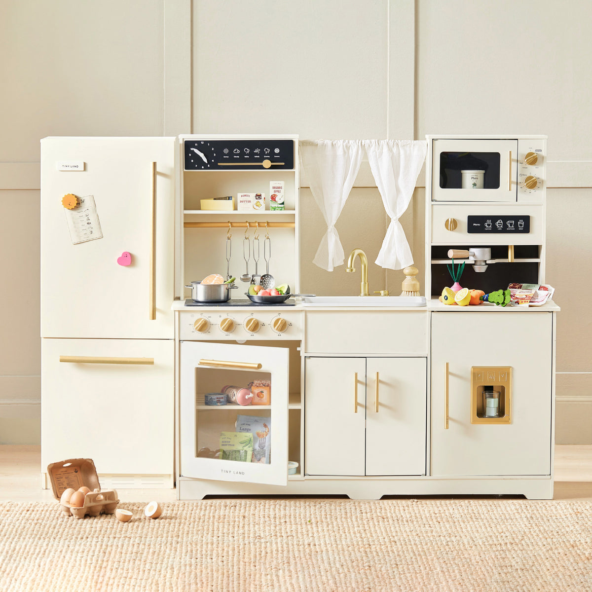 Tiny Land® Iconic Water Play Kitchen & Premium Wooden Refrigerator