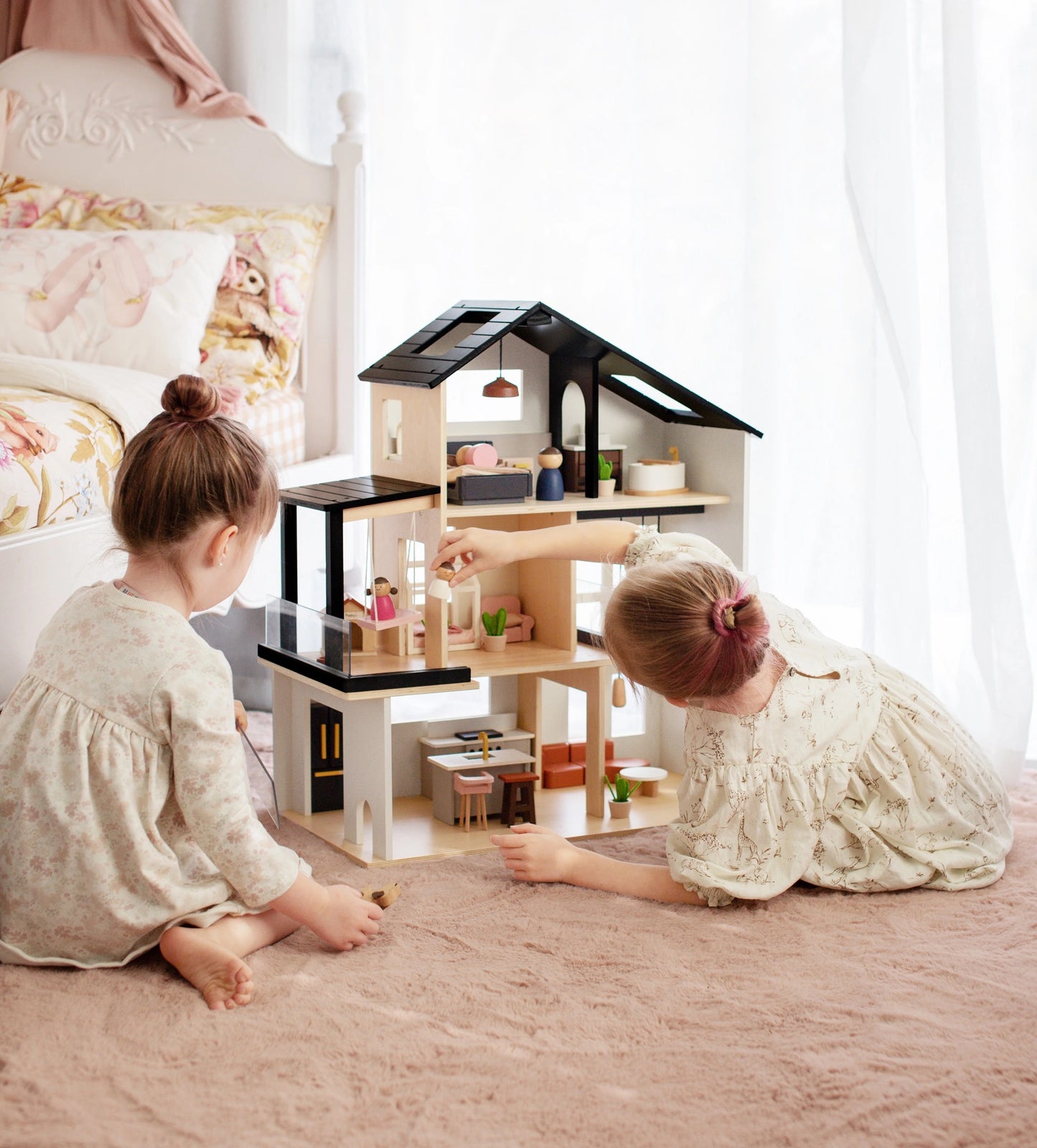 modern dollhouse family