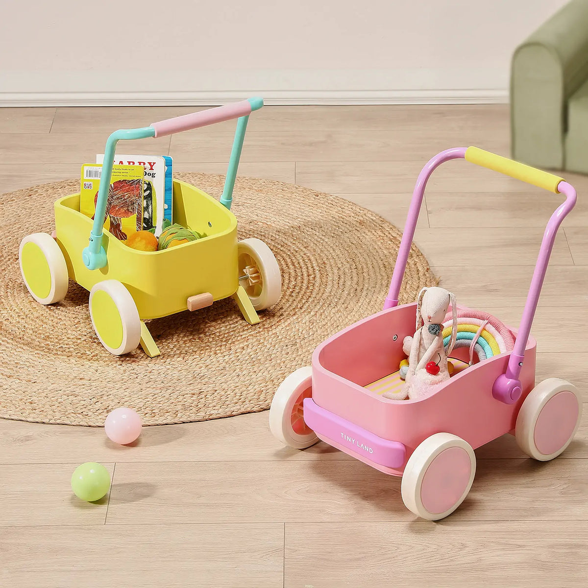 Tiny Land® JoyRide Baby Walker with Blocks – Pink