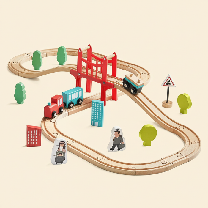 Tiny Land Wooden Train Set 39 Pcs