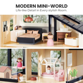Tiny Land® Sweetwood Edge Dollhouse & Wooden Dollhouse Garage