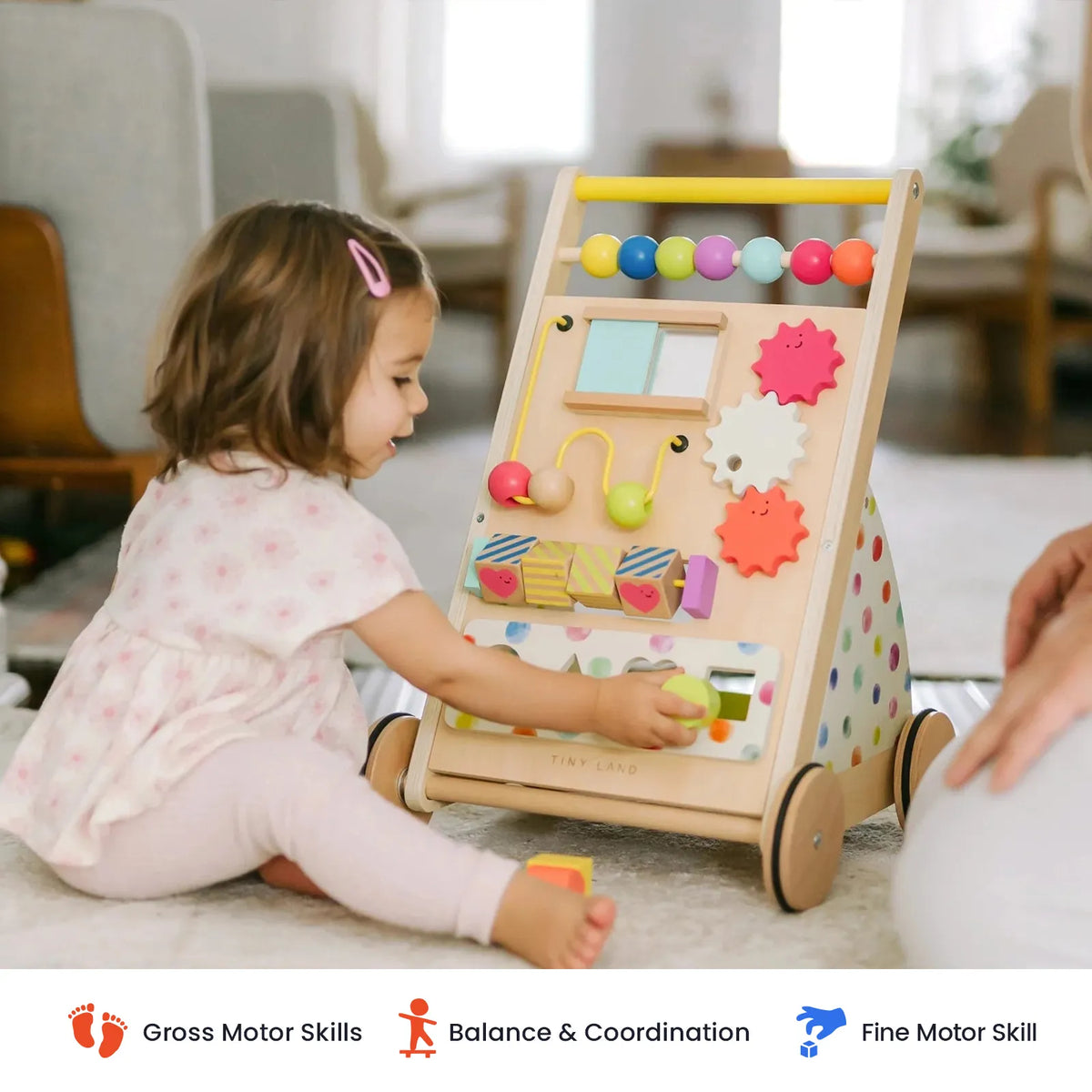 Tiny Land® Premium Natural Wooden Activity Walker