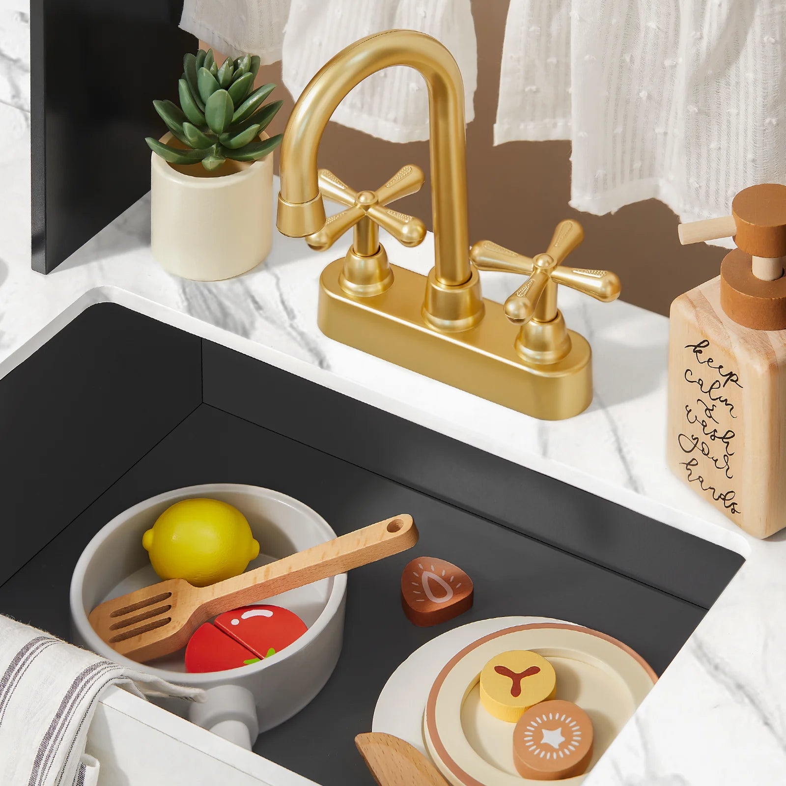 Tiny Land Trendy Black Style Play Kitchen Tiny Land Offical