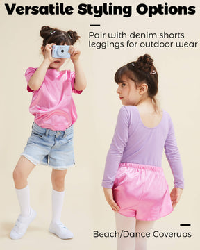 Girls Pajama Sets Short Pants - Rose Red
