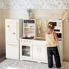 Tiny Land® Premium Play Kitchen & Fridge Set - Cream