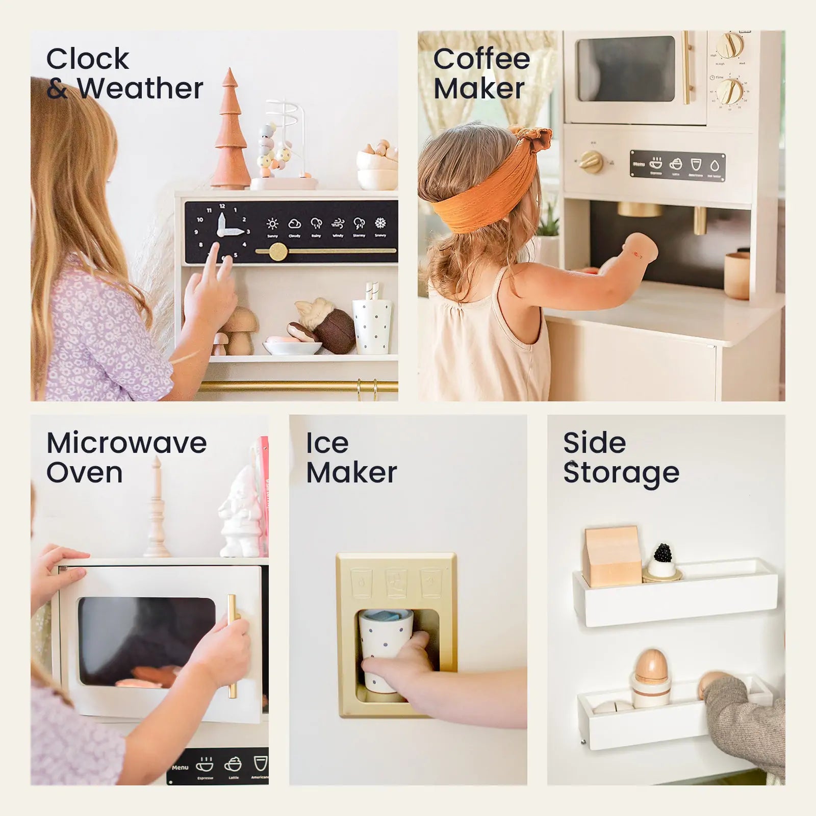 Tiny Land® Premium Play Kitchen & Fridge Set - Cream