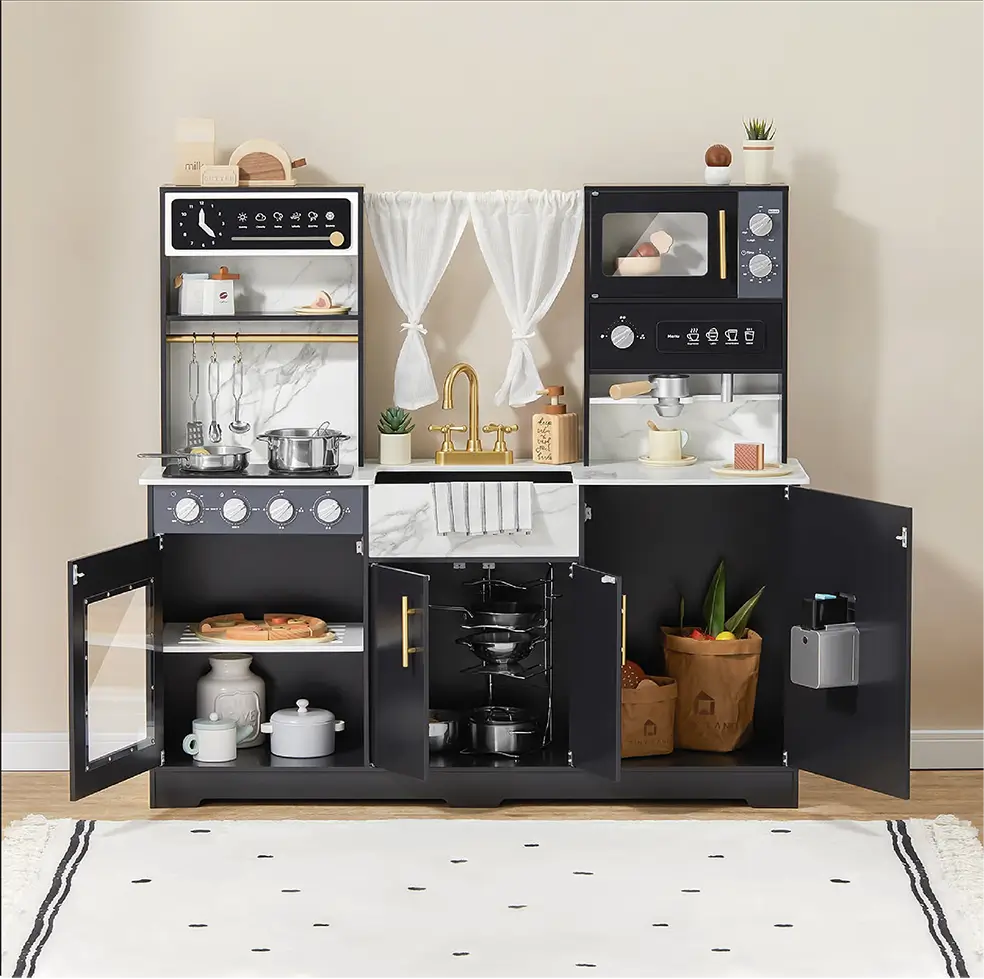 Tiny Land® Trendy Black Style Play Kitchen | Tiny Land Offical Store ...