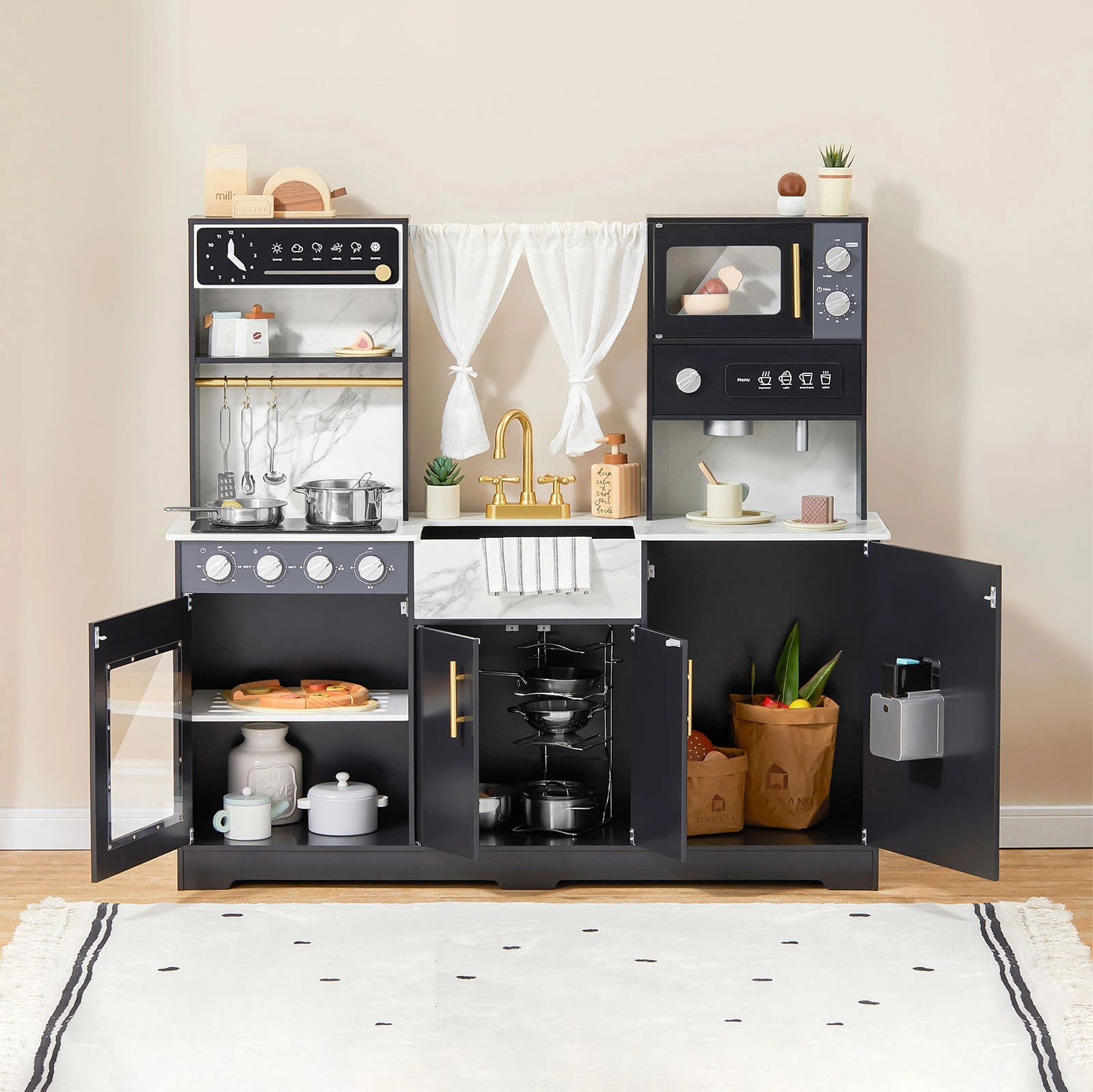 Tiny Land® Modern & Versatile Wooden Kids Play Kitchen