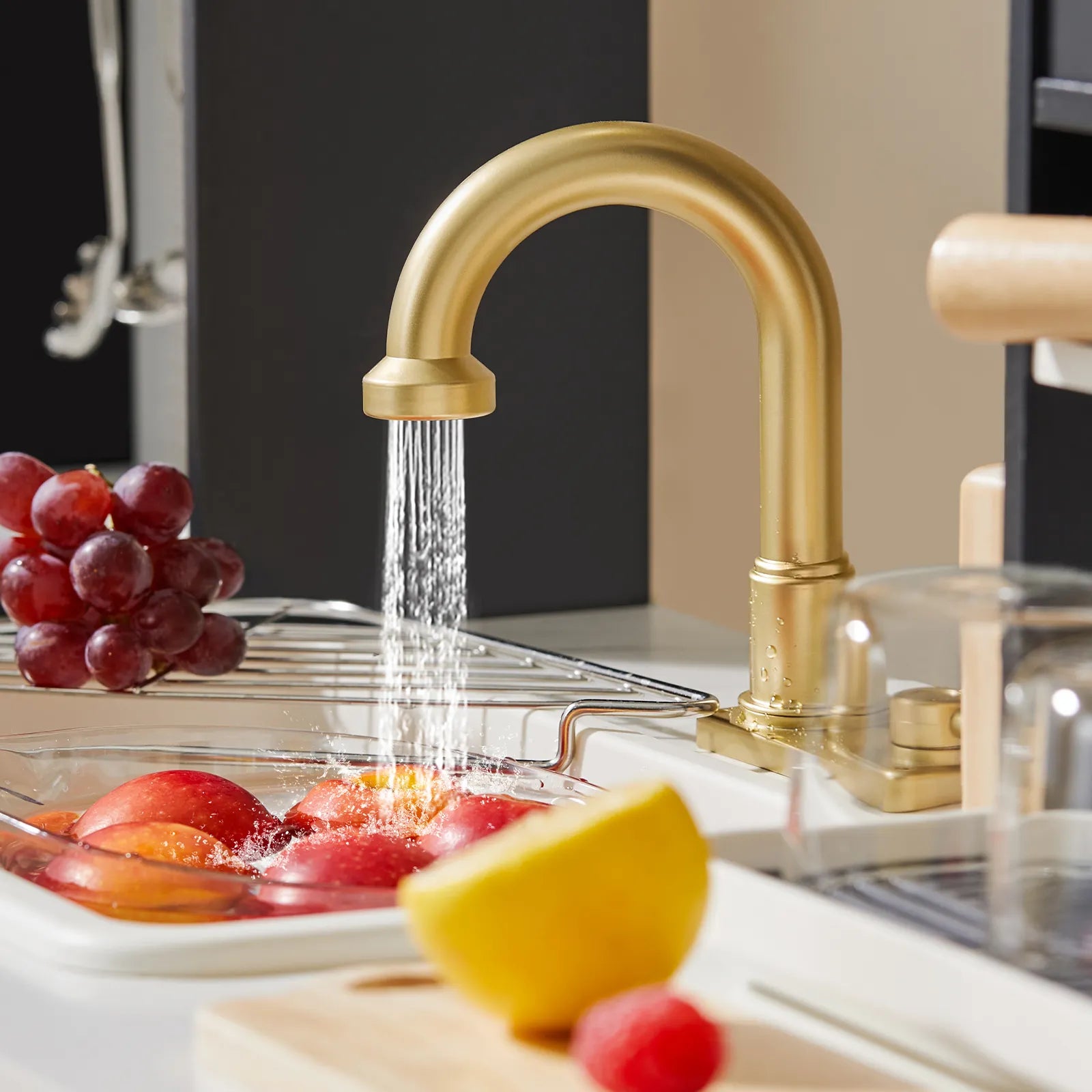Tiny Land® Iconic Aqua Kitchen with Real - Flow Water System - Black - Tiny Land INC