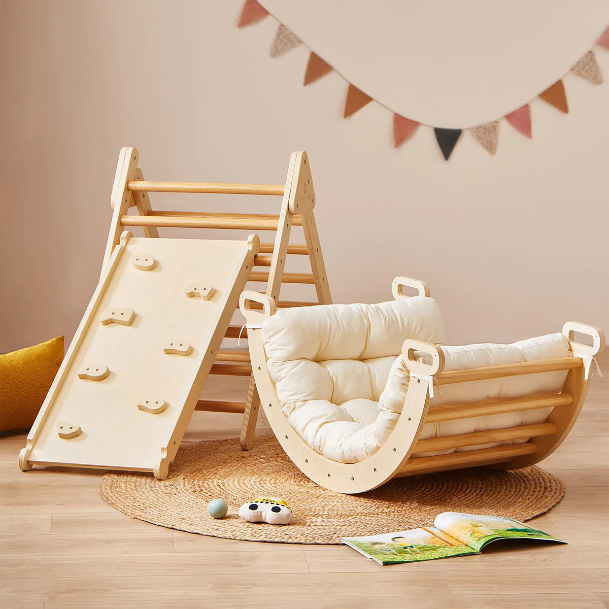 Tiny Land® 7 - in - 1 Montessori Climbing Set with Play Pad - Tiny Land INC