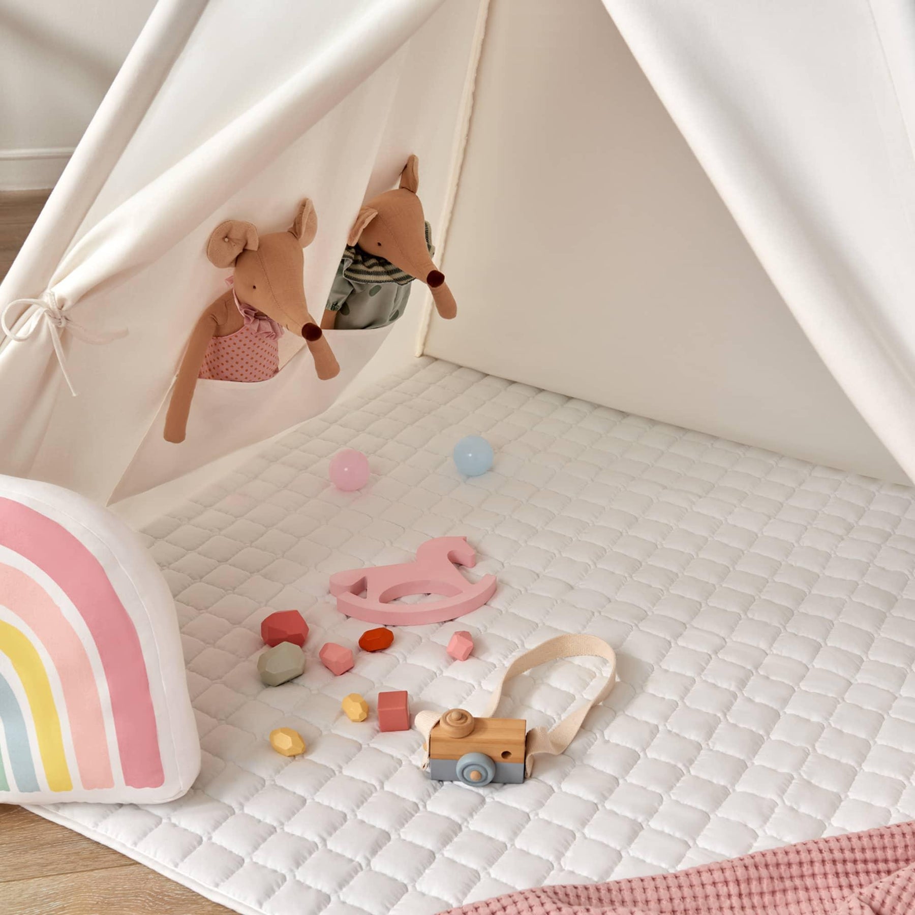 Tiny Land Kids Teepee Tent Children Play Tent with Mat & Carry Case