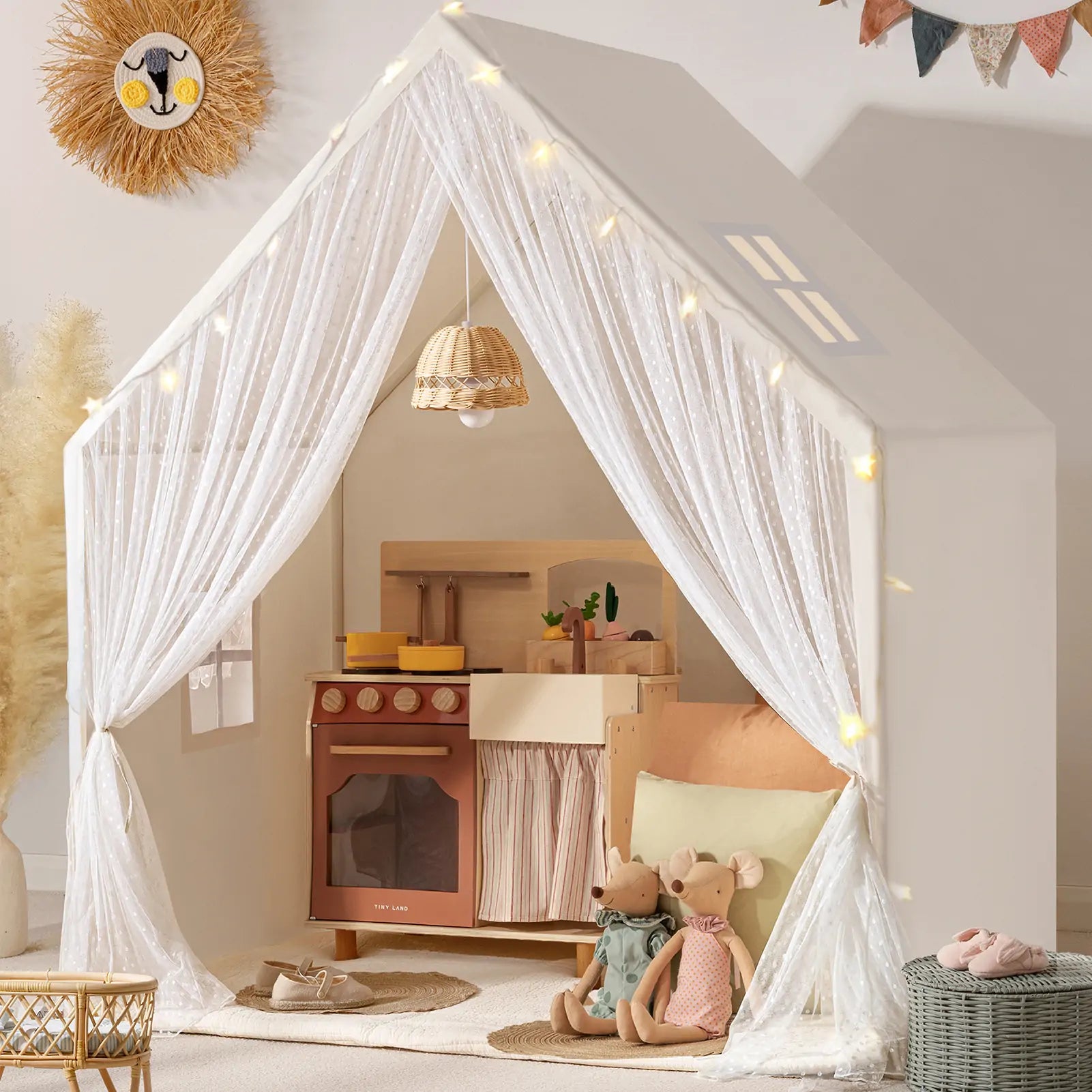 Tiny Land® Large Space Play House with Star Lights - Tiny Land INC