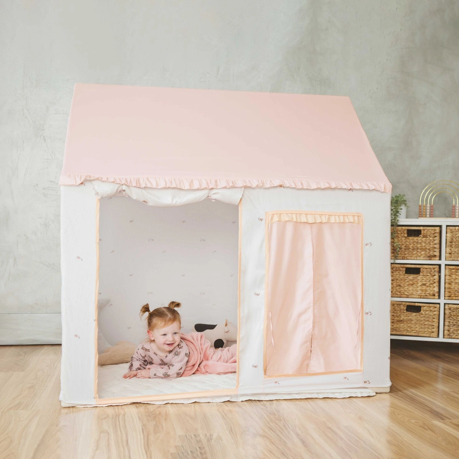 Tiny Land® Sweet Citrus Kid's Play Tent - Creamy white/pink - Tiny Land INC