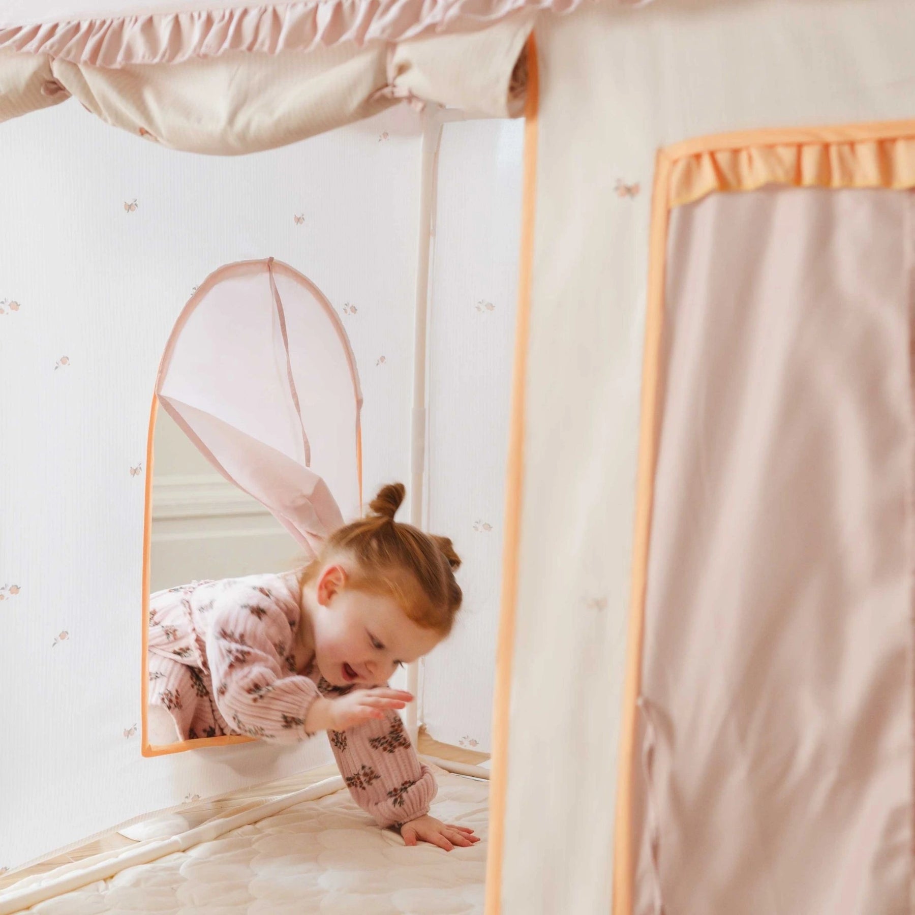 Tiny Land® Sweet Citrus Kid's Play Tent - Creamy white/pink - Tiny Land INC