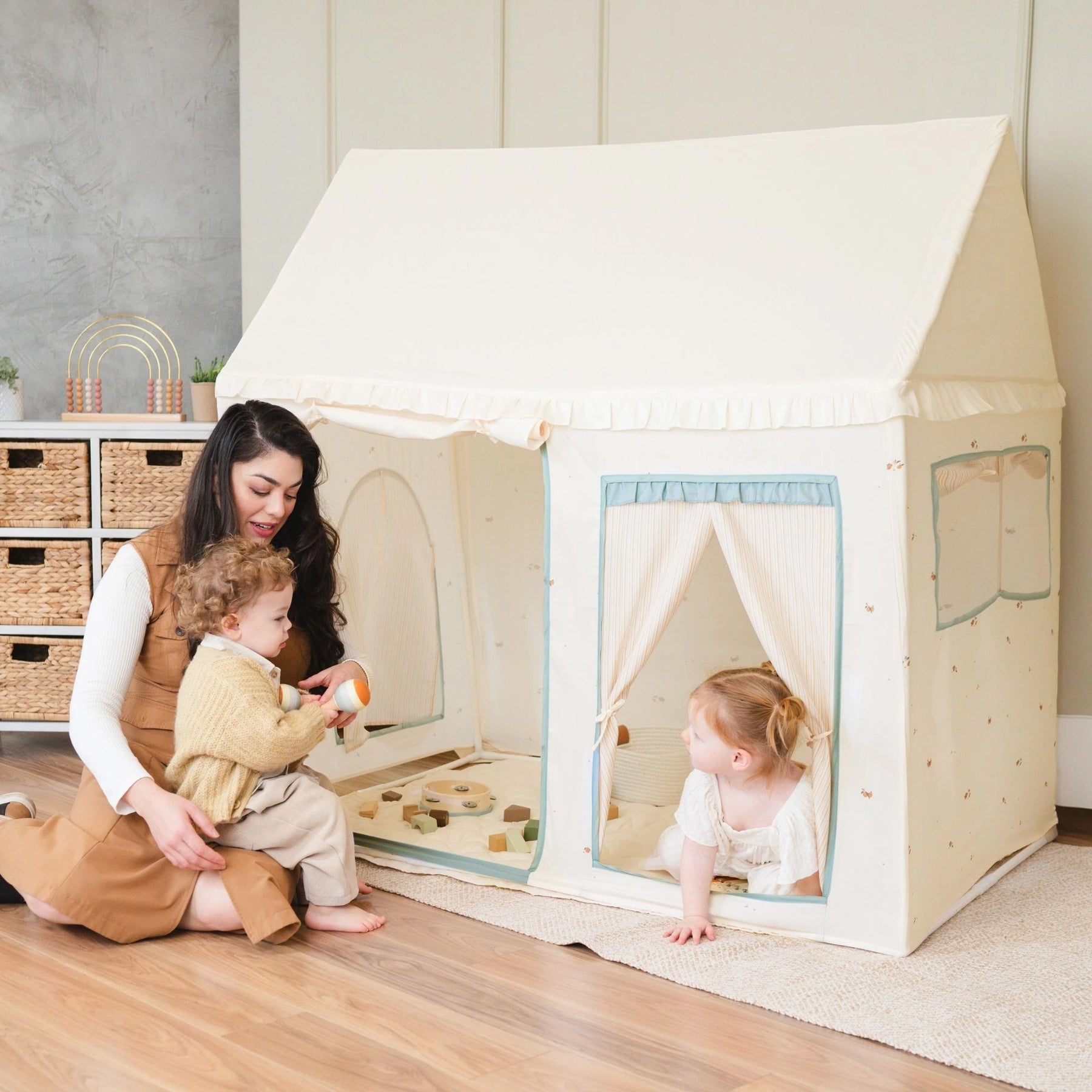 Tiny Land® Sweet Citrus Kid's Play Tent - Creamy white/blue - Tiny Land INC