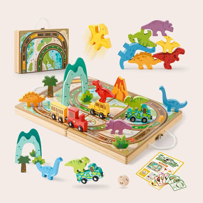 Tiny Land® Dinosaurs Wooden Take-Along Tabletop Train Set Cover