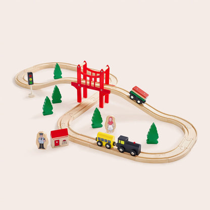 Tiny Land® Wooden Train Set for Children 39 Pcs Cover
