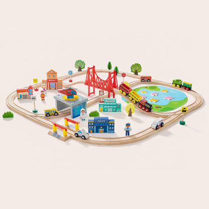 Tiny Land Wooden Train Set 110 Pcs Tiny Land Offical Store