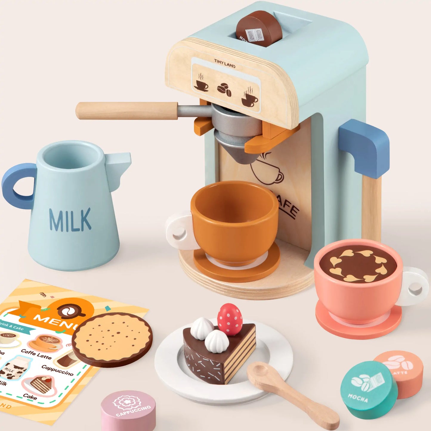 Tiny Land® Wooden Kids Play Coffee Maker Set, Tiny Land Offical Store®