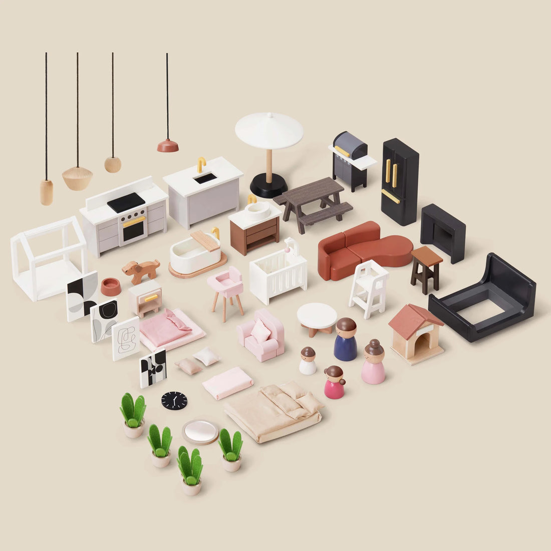 modern dollhouse family