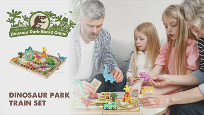 Tiny Land® Dinosaurs Wooden Take-Along Tabletop Train Set