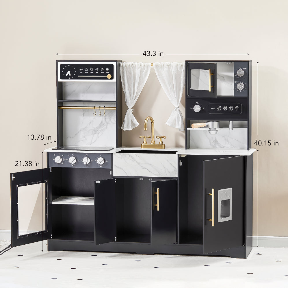 Tiny Land® Trendy Black Style Play Kitchen | Tiny Land Offical Store ...
