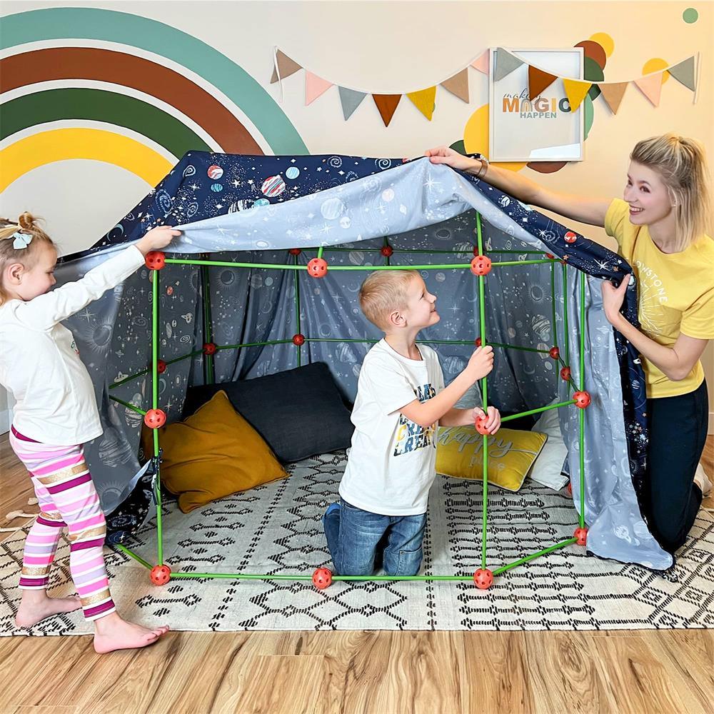 130 PCS Kids Fort Building Kit - Fort Builder | Fort Kit | Crazy Kids Fort  Building Set | Build A Fort | Air Fort | Indoor/Outdoor Kids Toys