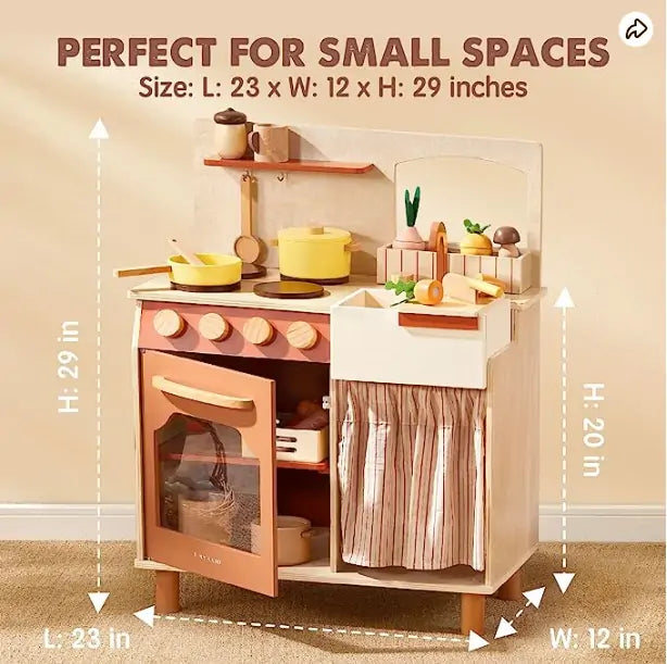 Tiny Land Modern Versatile Wooden Kids Play Kitchen Tiny Land