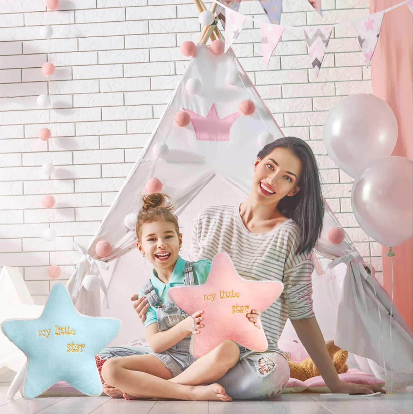 Tiny Land® Pink Star Pillow