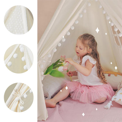 Tiny Land® Teepee Tent for Kids With Pompom Ball