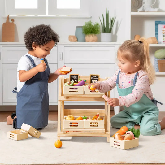 Tiny Land® Play Kitchen With 18 Pcs Toy Food Cookware, 45% OFF