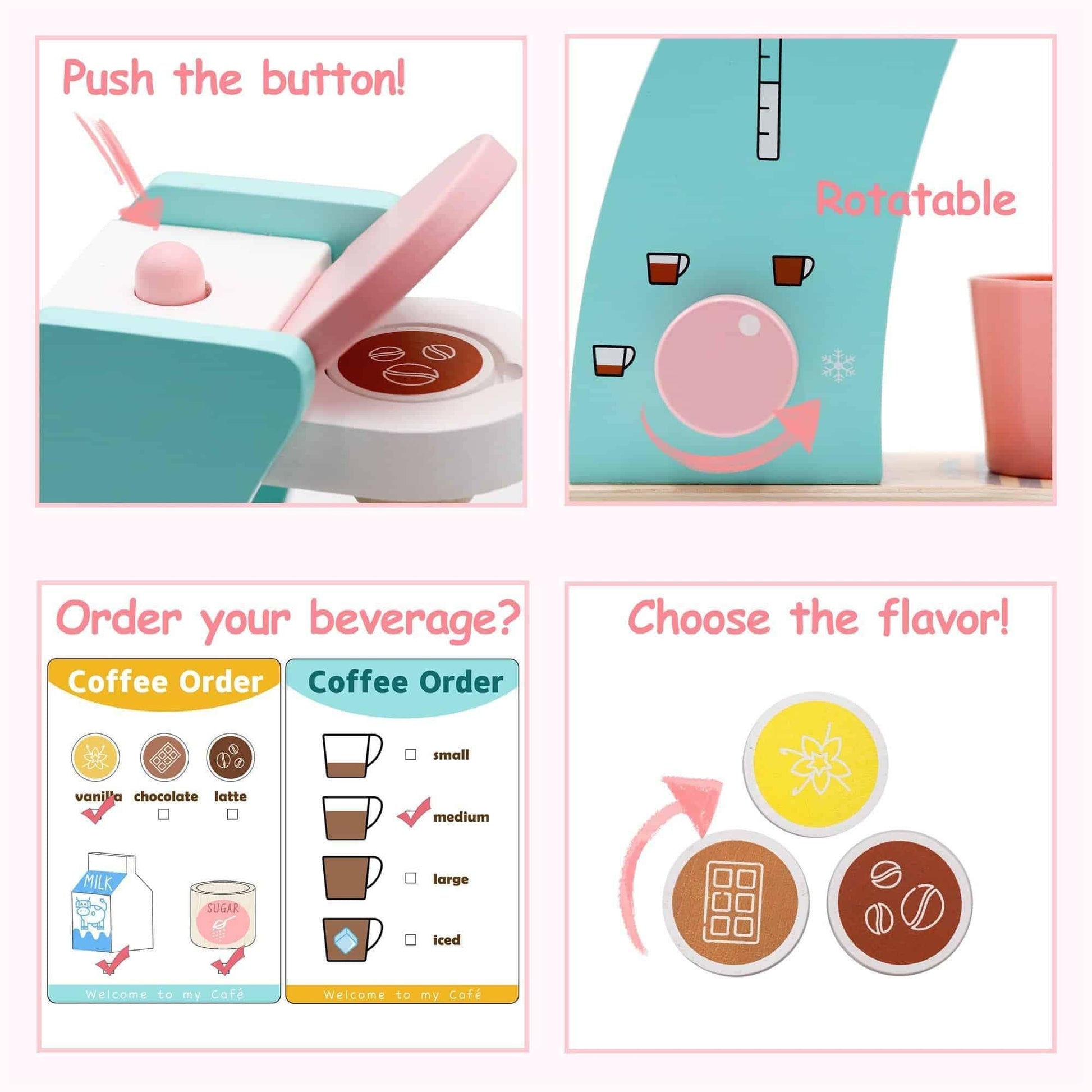 Tiny Land® Wooden Coffee Maker Set