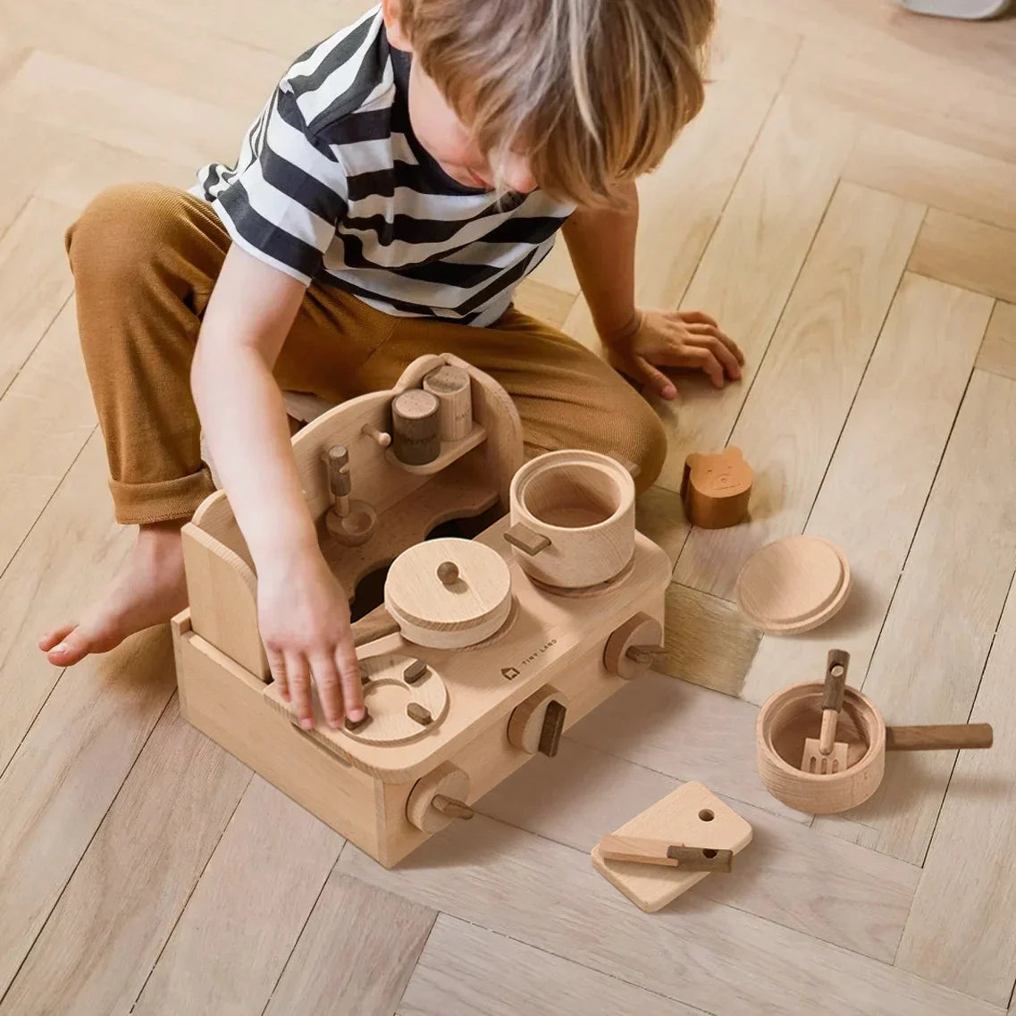 Tiny Land® Wooden Stove Cooking Toys