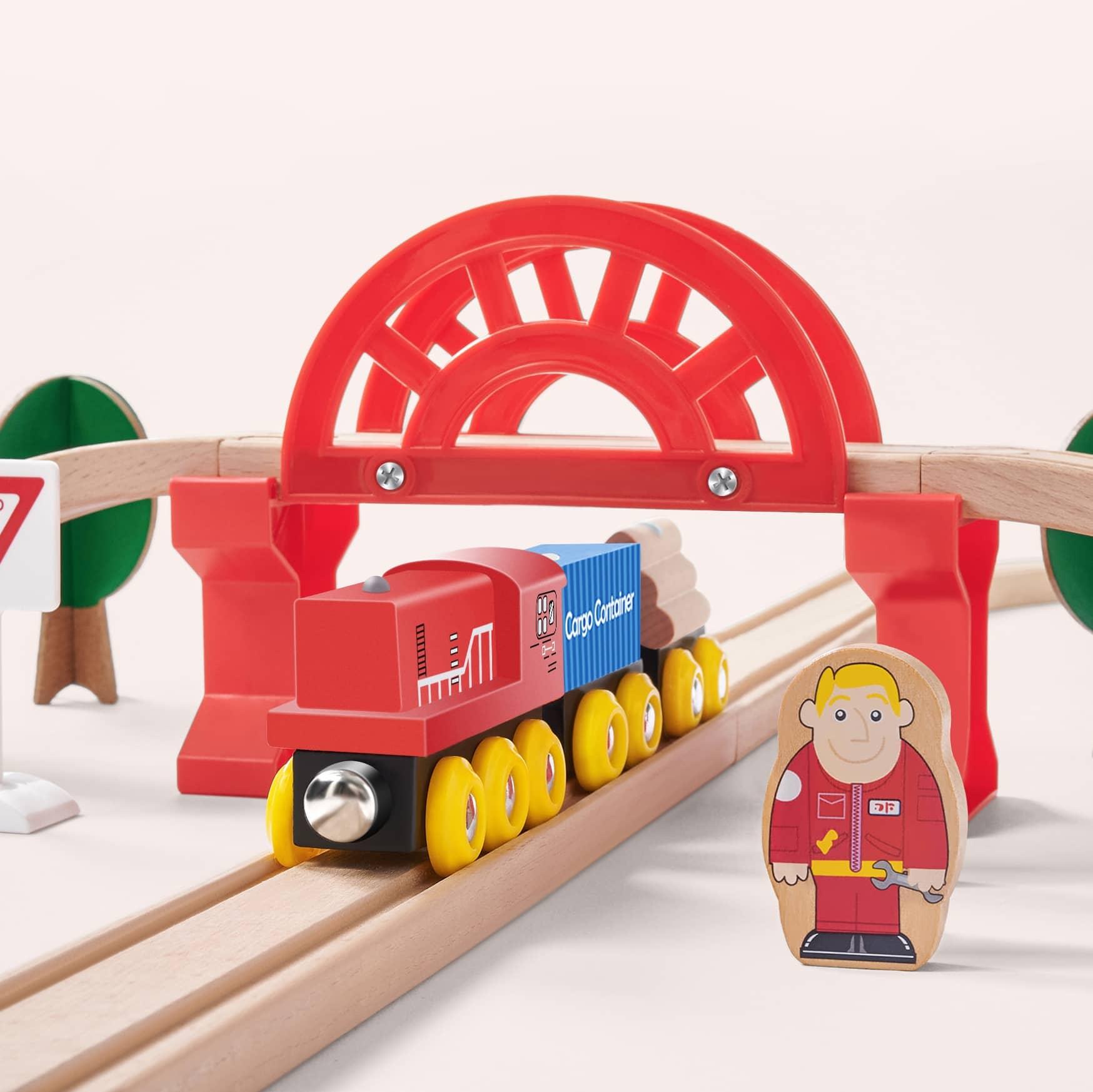 Tiny Land® Wooden Track Trains 60 Pcs Used