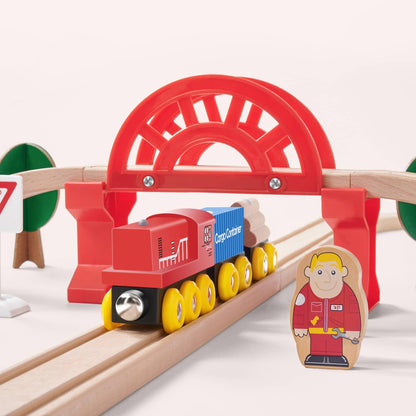 Tiny Land® Wooden Track Trains 60 Pcs Used