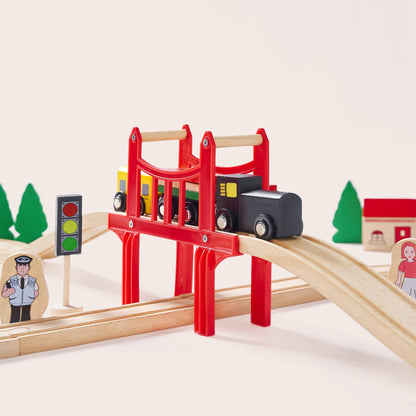 Tiny Land® Wooden Train Set for Children 39 Pcs