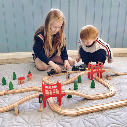 Tiny Land® Wooden Train Set for Children 39 Pcs Used